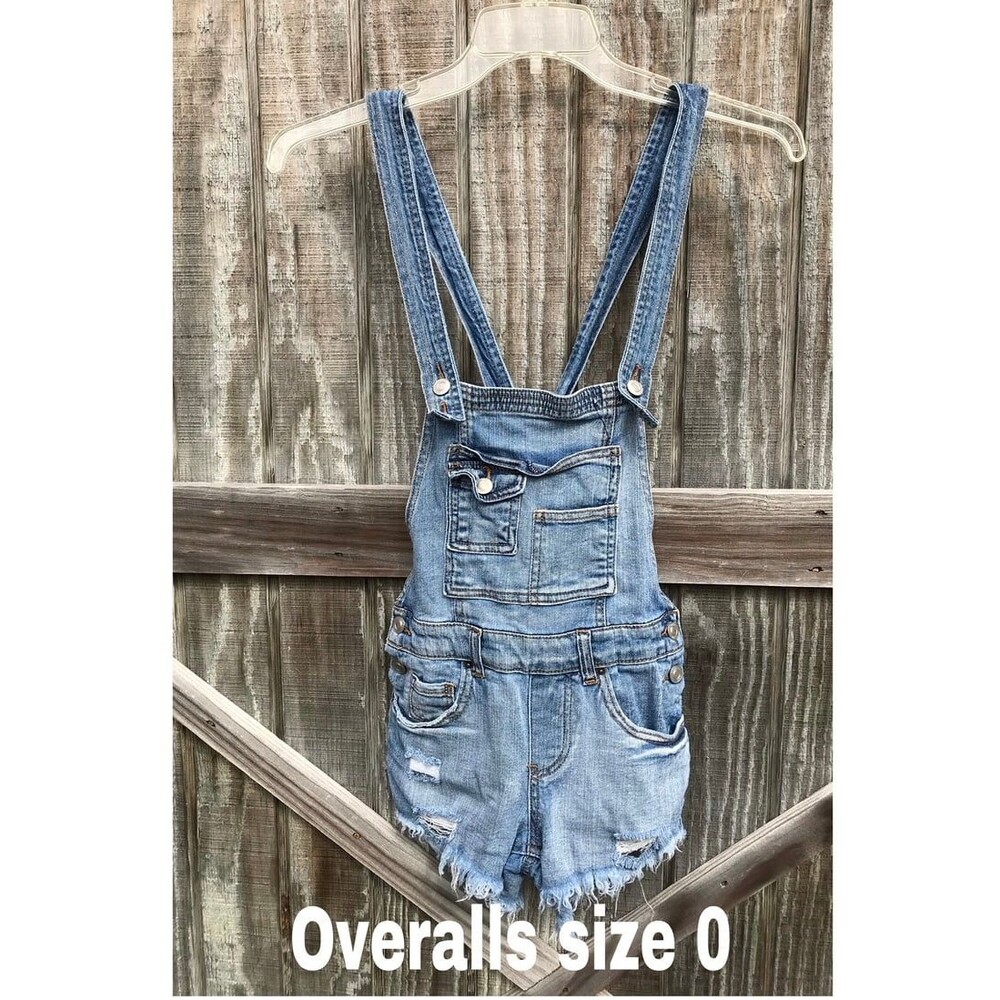 Distressed Denim Overalls size 0 Boutique